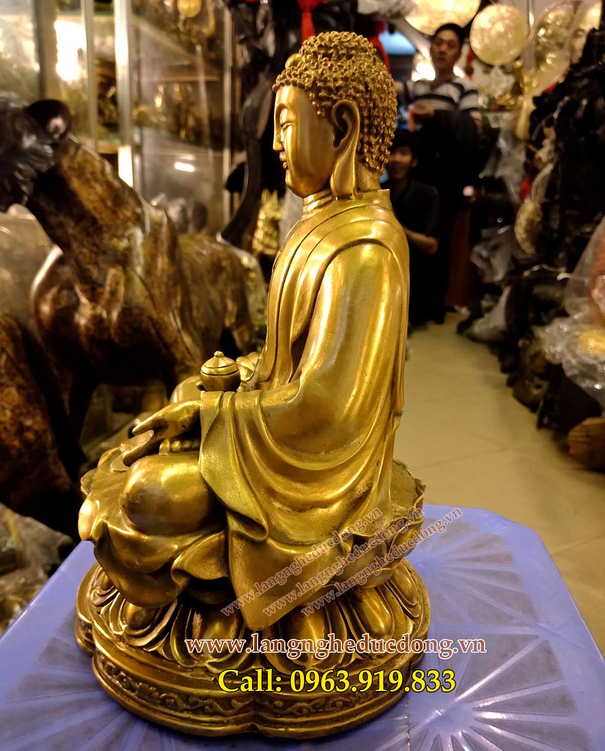 langngheducdong.vn - ượng phật adida cao 25cm tượng bằng đồng vàng