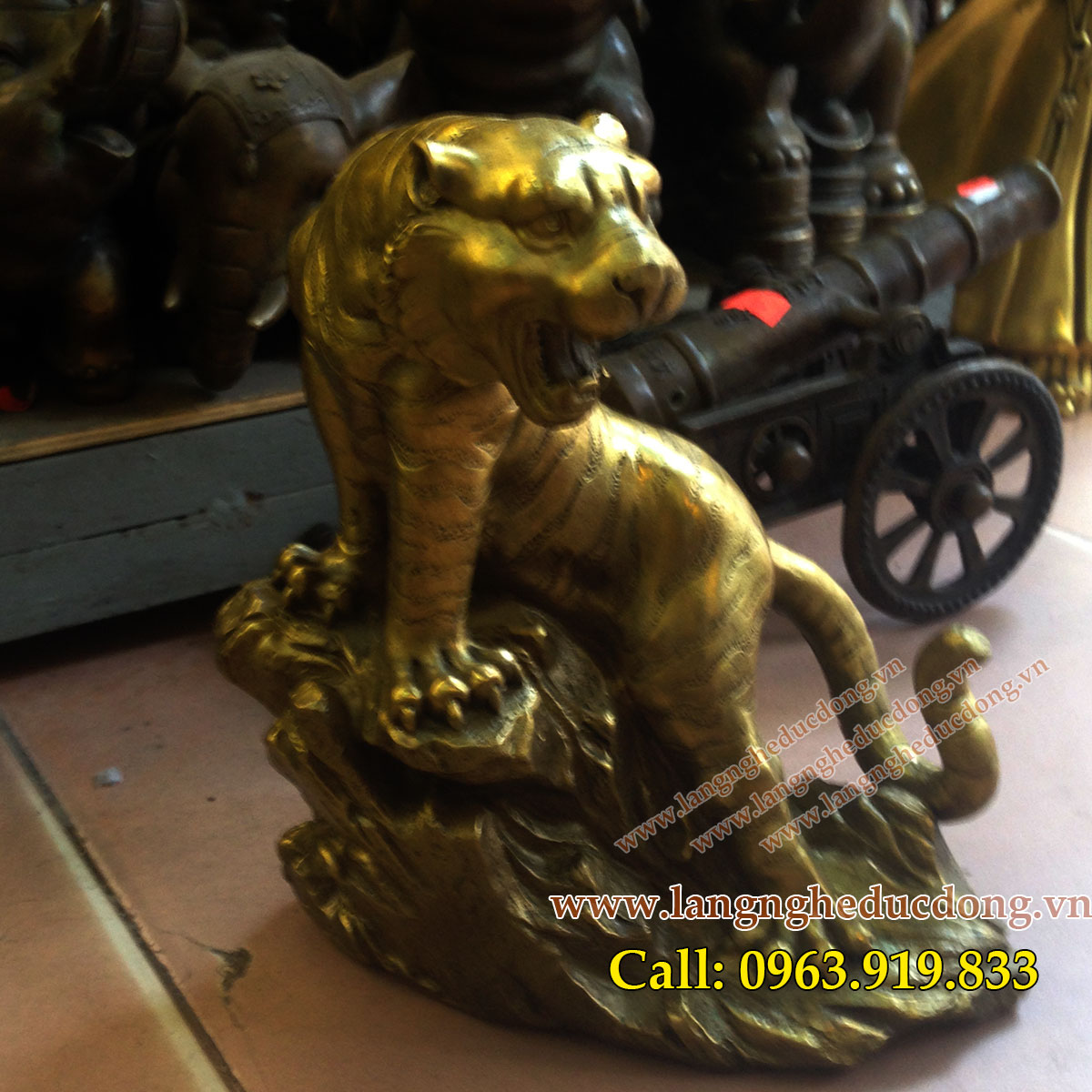 langngheducdong.vn - Tượng hổ đồng phong thủy cao 16cm, hổ bằng đồng