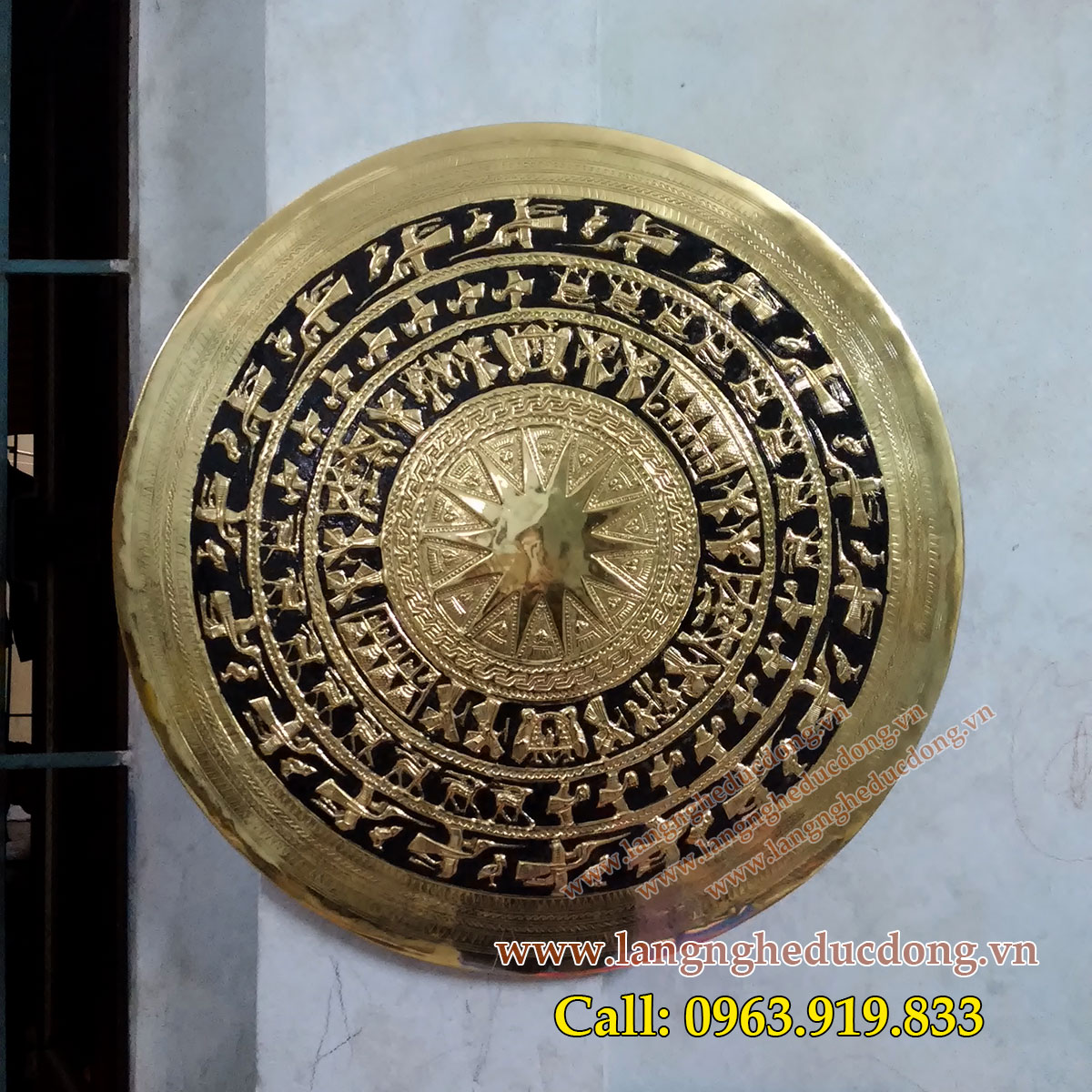 langnghedudong.vn - mặt trống đồng gò nổi, mặt trống đồng DK 60cm