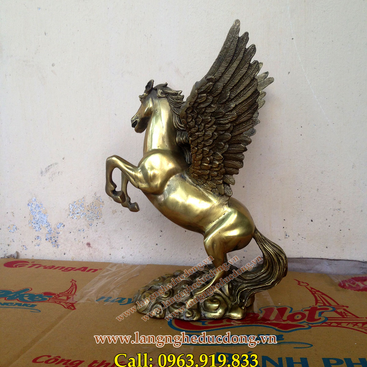 langngheducdong.vn - tượng ngựa có cánh bằng đồng cao 25cm, tượng ngựa đồng