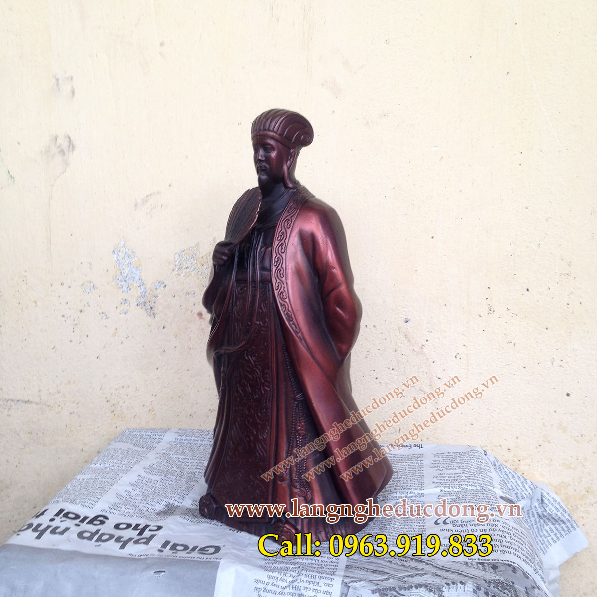 langngheducdong.vn - Khổng Minh Gia Cát Lượng, tượng đồng phong thủy 25cm