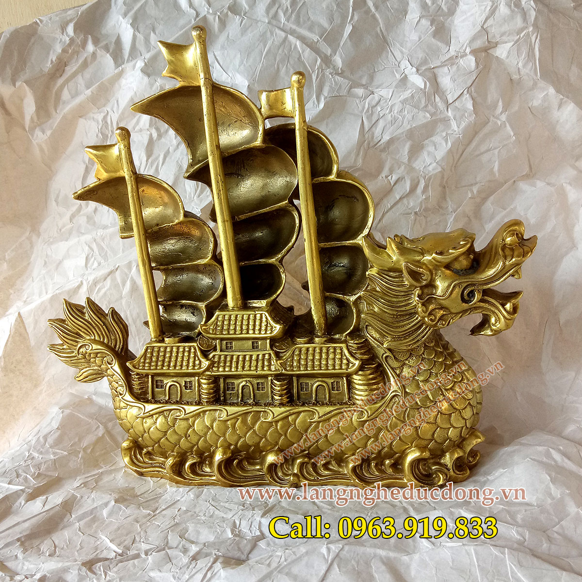 langngheducdong.vn - vật phẩm phong thủy, thuyền đồng, thuyền buồm, thuyền rồng