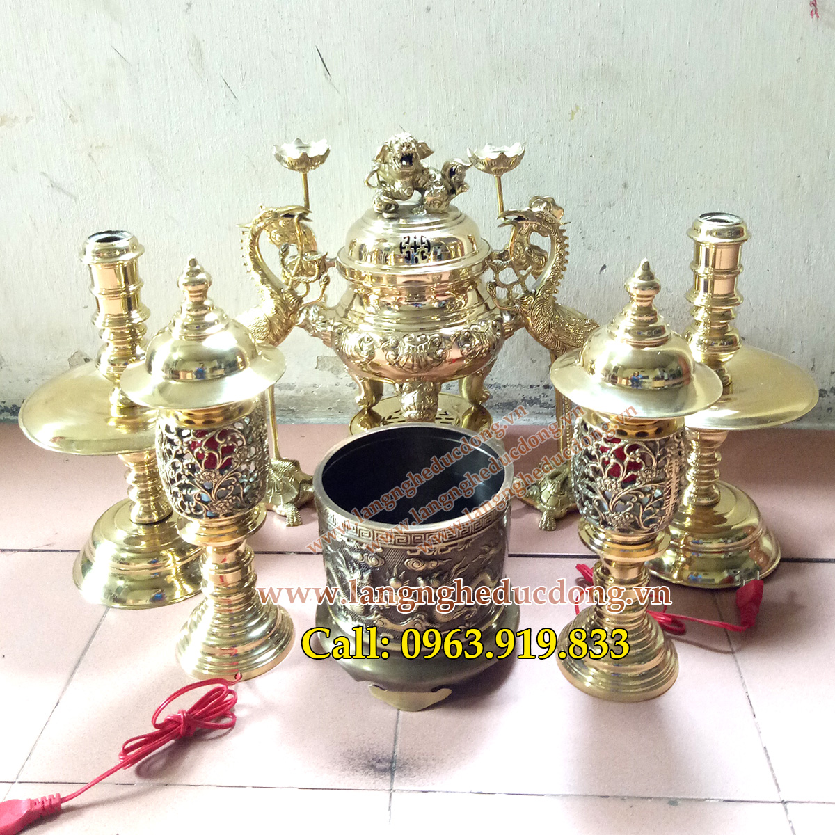 langngheducdong.vn - đỉnh đồng, lư hương, bát hương, đèn thờ, đồ thờ vàng bóng