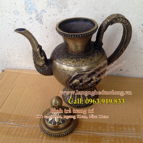 langngheducdong.vn - Bình trà bằng đồng, bình tra cao 25cm, giá bán bình trà bằng đồng