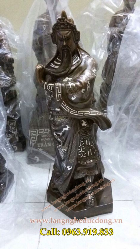 langngheducdong.vn - Tượng Quan Vũ Khảm bạc, tượng quan công cao 70cm