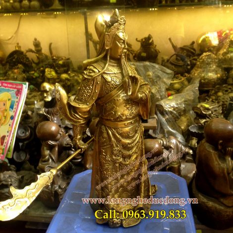 langngheducdong.vn - tượng đồng cao 40cm, tượng quan công bằng đồng vàng