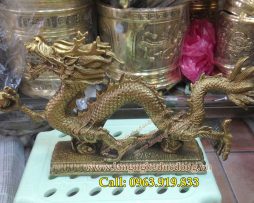 langngheducdong.vn - tượng rồng bằng đồng, cầm ngọc rồng dài 30cm