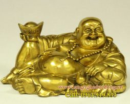 langngheducdong.vn - Tượng phật di lặc bằng đồng vàng, tượng dilac trang trí xe oto