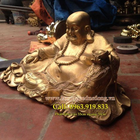 langngheducdong.vn - Phật Di Lặc tựa bao bố dâng tiền cao 33cmx70cm