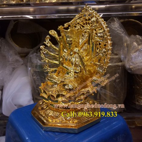 langngheducdong.vn - tượng phật, tượng thờ, Tượng phật mẫu chuẩn đề 26cm bằng đồng mạ vàng nano