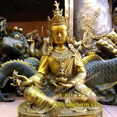 langngheducdong.vn - Đức phật liên hoa sanh, tượng liên hoa sanh bằng đồng, Tượng phật cao 30cm