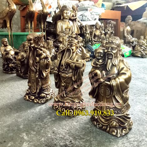langngheducdong.vn - bộ tượng tam đa bằng đồng vàng cao 23cm, bộ tượng tam đa bằng đồng liền khối