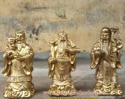 langngheducdong.vn - tượng đồng, tượng tam đa, bộ tượng tam đa bằng đồng vàng cao 23cm