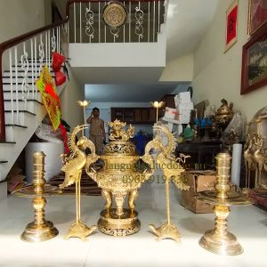 bộ đỉnh đồng, đỉnh đồng, đỉnh thờ bằng đồng, bộ đỉnh đồng vàng