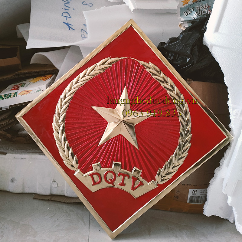 logo dân quân tự vệ, logo bằng đồng, logo đồng vàng