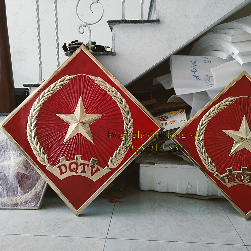 logo dân quân tự vệ, logo bằng đồng, logo đồng vàng