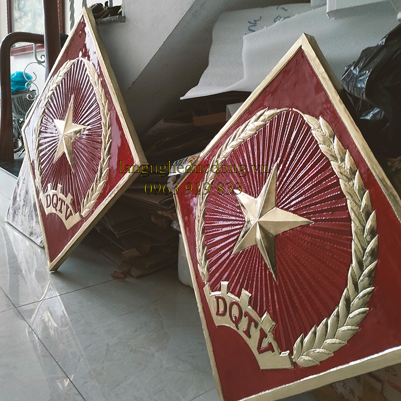 logo dân quân tự vệ, logo bằng đồng, logo đồng vàng