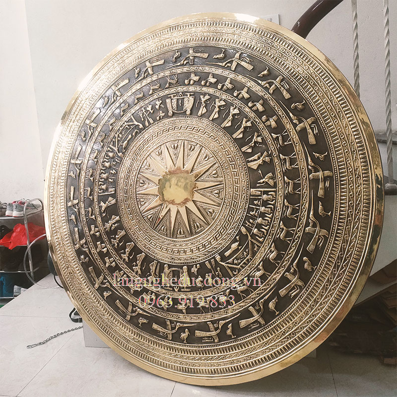 trống đồng, mặt trống đồng vàng, mặt trống đồng đường kính 1,5m