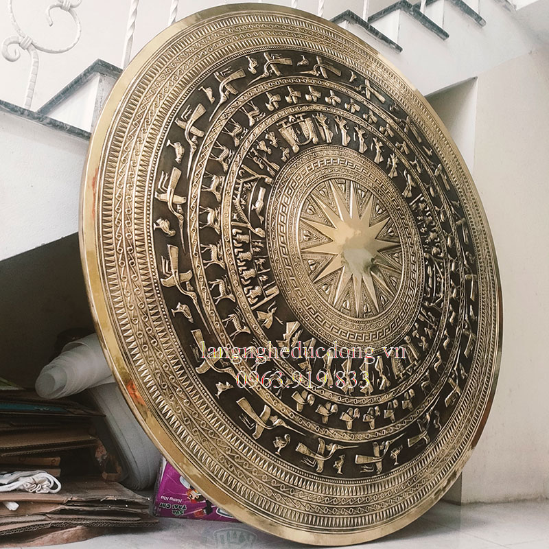 trống đồng, mặt trống đồng vàng, mặt trống đồng đường kính 1,5m