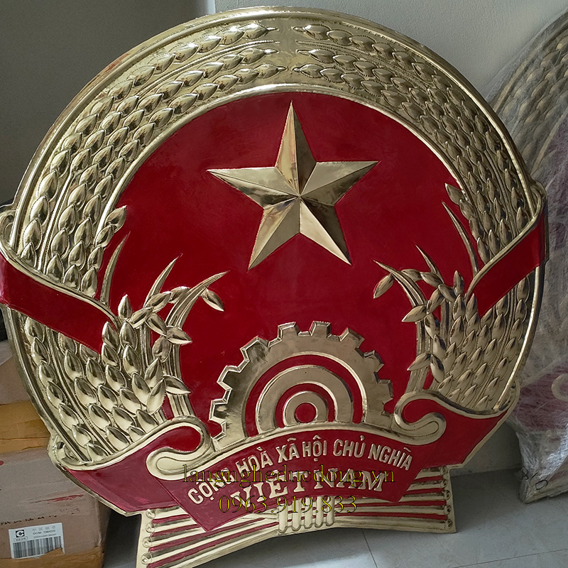 quốc huy, quốc huy bằng đồng, quốc huy đồng vàng, quốc huy việt nam, quốc huy 90cm