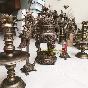 bộ đỉnh đồng, bộ đỉnh đồng vàng, bộ đỉnh ngũ sự, đỉnh đồng song long