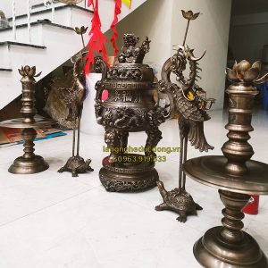 bộ đỉnh đồng, bộ đỉnh đồng vàng, bộ đỉnh ngũ sự, đỉnh đồng song long