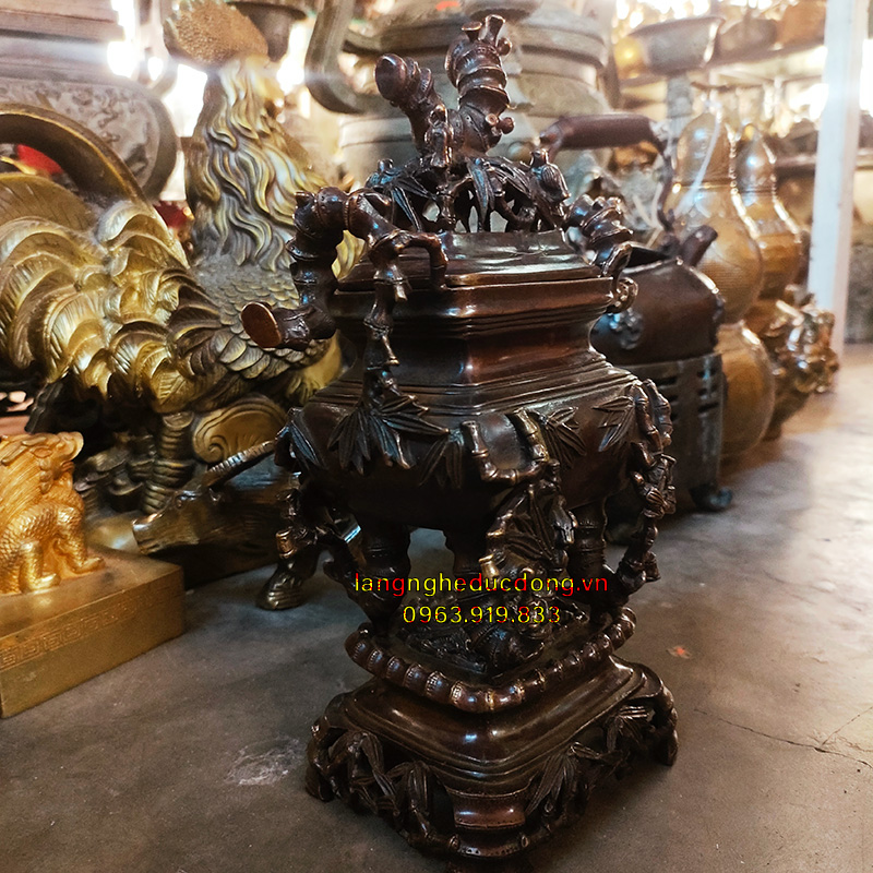 đỉnh trúc, xông trầm trúc, xông trầm bằng đồng