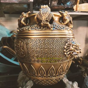 hũ 4 cóc, hũ chiêu tài, vật phẩm chiêu tài, đồ phong thuỷ chiêu tài, đồ đồng chiêu tài, hũ thu hút tài lộc