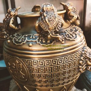 hũ 4 cóc, hũ chiêu tài, vật phẩm chiêu tài, đồ phong thuỷ chiêu tài, đồ đồng chiêu tài, hũ thu hút tài lộc