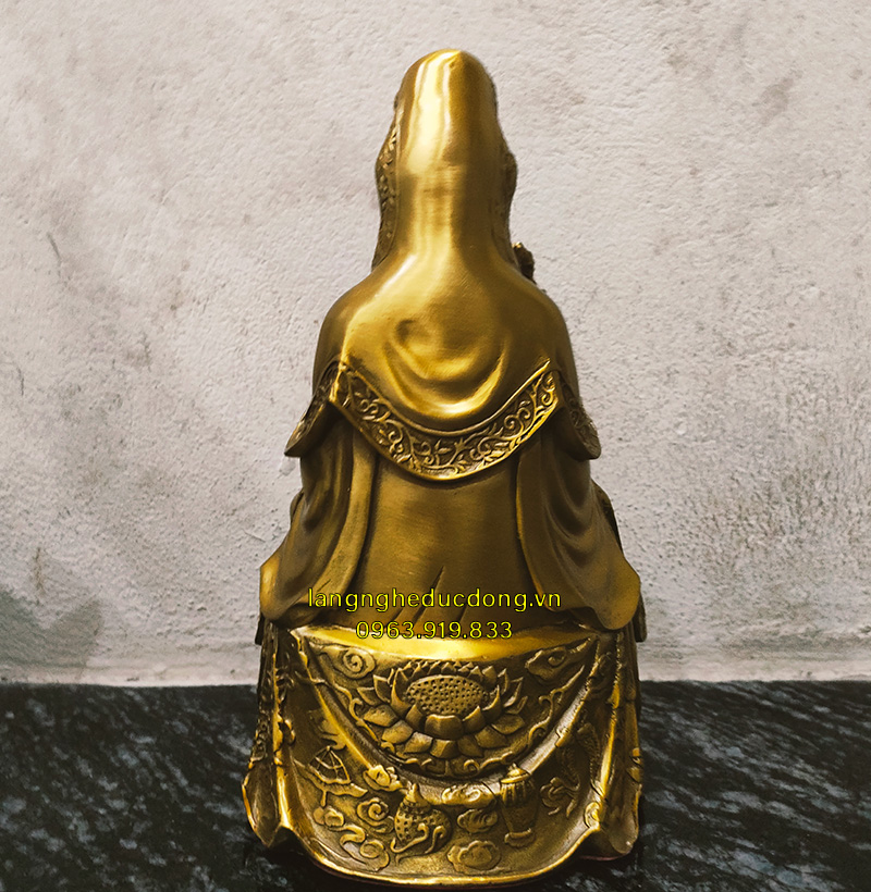 Tượng Phật Bà Quan Âm Bồ Tát Bằng Đồng Vàng Cao 25cm - Hiện Thân Của Lòng Từ Bi - Ảnh 3