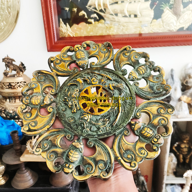 PHONG THỦY CÁT TƯỜNG – VÒNG NGŨ PHÚC BẰNG ĐỒNG VÀNG – ĐƯỜNG KÍNH 23CM